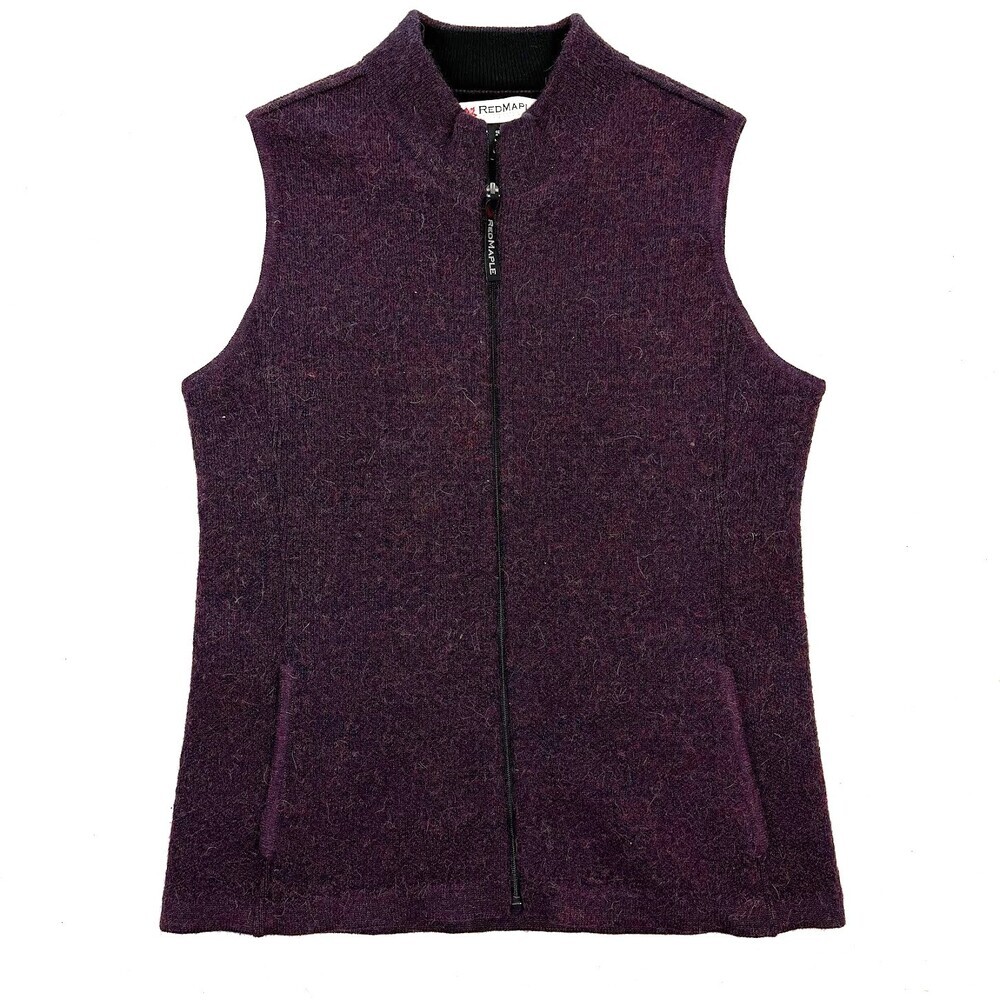 Red Maple Sportswear Classic Purple Alpaca Blend Zip Up Vest Size Medium